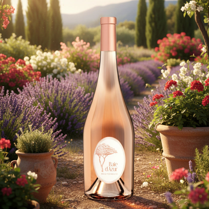 A bottle of rose wine with a pale pink liquid, a metallic rose gold foil capsule at the top, and a white oval label featuring a tree logo and the brand name 'Bale d'Var'.